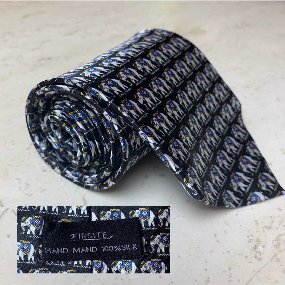 FIRSITE elephant print silk tie